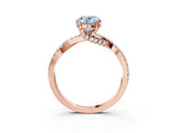 Rose gold Fancy Blue Oval Cut Solitaire Twist Pave Diamond Engagement Ring with Prong Setting_3