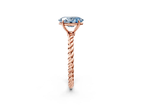 Rose gold Fancy Blue Oval Cut Solitaire Twisted Band 4-Prong Ring_2