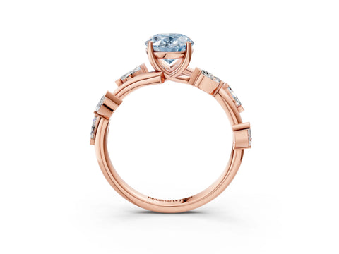 Rose gold Fancy Blue Oval Cut Solitaire Twisted Band Marquise Accent Prong Setting Ring_3