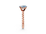 Rose gold Fancy Blue Oval  Cut Solitaire Twisted Band with Four-Prong Setting_106
