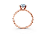 Rose gold Fancy Blue Oval  Cut Solitaire Twisted Band with Four-Prong Setting_107