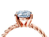 Rose gold Fancy Blue Oval  Cut Solitaire Twisted Band with Four-Prong Setting_108