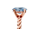 Rose gold Fancy Blue Oval  Cut Solitaire Twisted Band with Four-Prong Setting_109