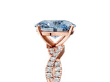Rose gold Fancy Blue Oval Cut Solitaire Twisted Pave Band with Four-Prong Setting_8