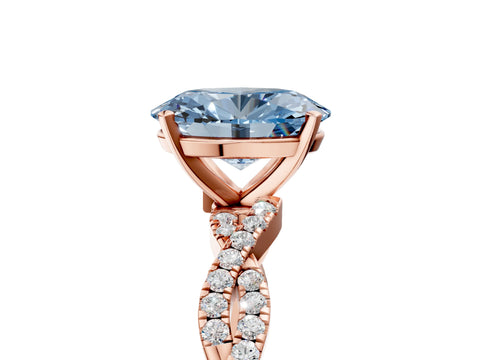 Rose gold Fancy Blue Oval Cut Solitaire Twisted Pave Band with Four-Prong Setting_8
