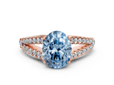 Rose gold Fancy Blue Oval  Cut Split Shank Pave Diamond Engagement Ring with Four-Prong Setting_41