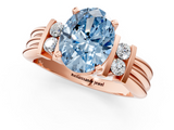 Rose gold Fancy Blue Oval  Cut Three-Stone Channel Set Ring with Bar Prongs_65