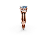 Rose gold Fancy Blue Oval  Cut Three-Stone Channel Set Ring with Bar Prongs_66