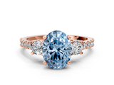 Rose gold Fancy Blue Oval  Cut Three-Stone Diamond Pavé Band with Prong Setting_17
