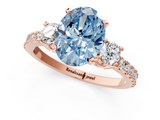 Rose gold Fancy Blue Oval  Cut Three-Stone Diamond Pavé Band with Prong Setting_18