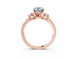 Rose gold Fancy Blue Oval  Cut Three-Stone Diamond Pavé Band with Prong Setting_20