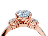 Rose gold Fancy Blue Oval  Cut Three-Stone Diamond Pavé Band with Prong Setting_21