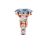 Rose gold Fancy Blue Oval  Cut Three-Stone Diamond Pavé Band with Prong Setting_22