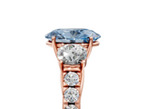 Rose gold Fancy Blue Oval  Cut Three-Stone Diamond Pave Band with Prong Setting_42