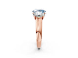 Rose gold Fancy Blue Oval Cut Three-Stone Diamond Ring with Prong Setting on a Classic Band_14
