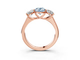 Rose gold Fancy Blue Oval Cut Three-Stone Diamond Ring with Prong Setting on a Classic Band_15