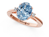 Rose gold Fancy Blue Oval  Cut Three-Stone Solitaire Ring with Round Accent Diamonds and Four-Prong Setting_19