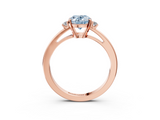 Rose gold Fancy Blue Oval  Cut Three-Stone Solitaire Ring with Round Accent Diamonds and Four-Prong Setting_21