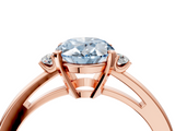 Rose gold Fancy Blue Oval  Cut Three-Stone Solitaire Ring with Round Accent Diamonds and Four-Prong Setting_22