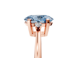 Rose gold Fancy Blue Oval  Cut Three-Stone Solitaire Ring with Round Accent Diamonds and Four-Prong Setting_23
