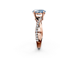 Rose gold Fancy Blue Oval  Cut Twist Band Solitaire Diamond Ring with Pavé Setting_5