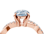 Rose gold Fancy Blue Oval  Cut Twist Band Solitaire Diamond Ring with Pavé Setting_7