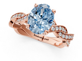 Rose gold Fancy Blue Oval  Cut Twisted Pavé Band Solitaire Ring with Four-Prong Setting_56