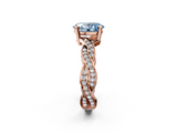Rose gold Fancy Blue Oval  Cut Twisted Pavé Band Solitaire Ring with Four-Prong Setting_57