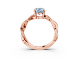 Rose gold Fancy Blue Oval  Cut Twisted Pavé Band Solitaire Ring with Four-Prong Setting_58