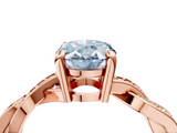 Rose gold Fancy Blue Oval  Cut Twisted Pavé Band Solitaire Ring with Four-Prong Setting_59