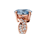 Rose gold Fancy Blue Oval  Cut Twisted Pavé Band Solitaire Ring with Four-Prong Setting_60