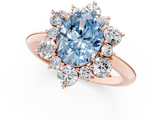 Rose gold Fancy Blue Oval  Diamond Cluster Halo Ring with Solitaire Band and Four-Prong Setting_21