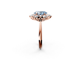 Rose gold Fancy Blue Oval  Diamond Cluster Halo Ring with Solitaire Band and Four-Prong Setting_22