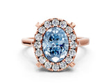 Rose gold Fancy Blue Oval  Diamond Cluster Halo Solitaire with Four-Prong Setting_94