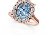 Rose gold Fancy Blue Oval  Diamond Cluster Halo Solitaire with Four-Prong Setting_95