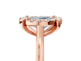 Rose gold Fancy Blue Oval  Diamond Cluster Halo Solitaire with Four-Prong Setting_99