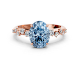 Rose gold Fancy Blue Oval  Diamond Cluster Prong-Set Solitaire Ring_43
