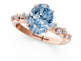 Rose gold Fancy Blue Oval  Diamond Cluster Prong-Set Solitaire Ring_44