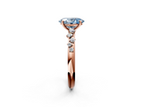 Rose gold Fancy Blue Oval  Diamond Cluster Prong-Set Solitaire Ring_45
