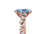 Rose gold Fancy Blue Oval  Diamond Cluster Prong-Set Solitaire Ring_48