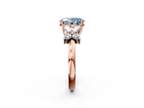 Rose gold Fancy Blue Oval  Diamond Floral Cluster Ring with Solitaire Band and Prong Setting_53