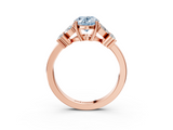Rose gold Fancy Blue Oval  Diamond Floral Cluster Ring with Solitaire Band and Prong Setting_54
