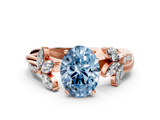 Rose gold Fancy Blue Oval  Diamond Floral Vine Solitaire Engagement Ring_3