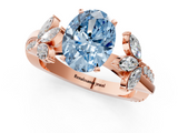 Rose gold Fancy Blue Oval  Diamond Floral Vine Solitaire Engagement Ring_4