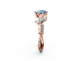 Rose gold Fancy Blue Oval  Diamond Floral Vine Solitaire Engagement Ring_5