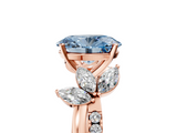 Rose gold Fancy Blue Oval  Diamond Floral Vine Solitaire Engagement Ring_8