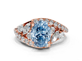 Rose gold Fancy Blue Oval  Diamond Halo Ring with Marquise and Pavé Band in Prong Setting_73