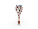 Rose gold Fancy Blue Oval  Diamond Halo Ring with Marquise and Pavé Band in Prong Setting_75
