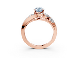 Rose gold Fancy Blue Oval  Diamond Halo Ring with Marquise and Pavé Band in Prong Setting_76
