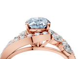 Rose gold Fancy Blue Oval  Diamond Halo Ring with Marquise and Pavé Band in Prong Setting_77